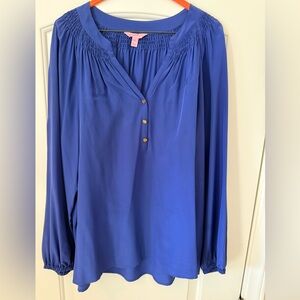 Lilly Pulitzer Elegant Silk Blue Women's Elsa Blouse